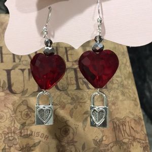 Ruby-Lock Heart Earrings